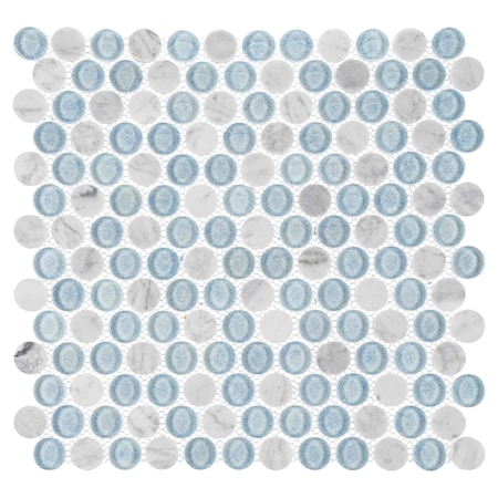 Andova Tiles Space 3/4 in. Penny Round Glass & Natural Stone Mosaic Wall & Floor Tile Space 3/4 in. Andova Tiles